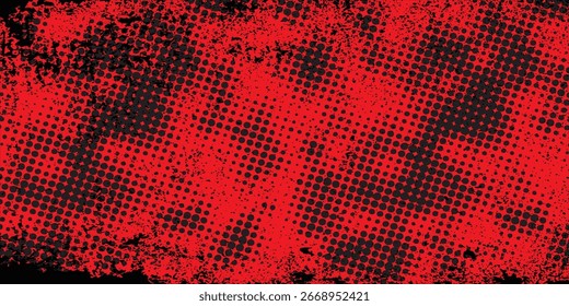 Fondo de efecto de textura Grunge. Angustiado áspero oscuro con textura abstracta. Negro aislado en rojo. Elemento de Diseño gráfico Concepto de decoración de estilo vintage Vector grunge moderno envejecido