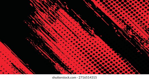 Grunge texture effect background. Distressed rough dark abstract textured. Black isolated on red. Graphic design element vintage style  sport arts