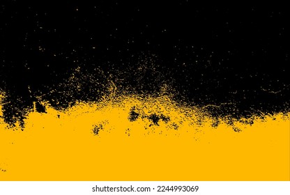 Efecto de textura gruesa. Sobrecarga perturbada texturada. Resumen monocromo vintage. Amarillo aislado sobre fondo negro. Concepto de estilo de medio tono de elemento de diseño gráfico para banner, volante, afiche, etc
