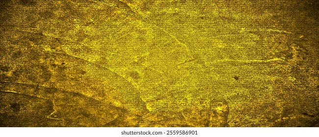Grunge texture effect. Distressed overlay rough textured on dark space. Grainy golden background. Graphic design element concrete wall style concept for web banner, flyer, poster, brochure, cover, etc