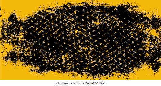 Grunge texture effect. Distressed overlay rough textured. Abstract monochrome. Yellow isolated on black background. Graphic design element halftone style concept for banner, flyer, poster, etc. Vector