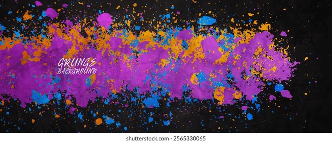 Grunge texture effect. Rough dark abstract textured. Purple black colors background with brush strokes style. Graphic design element watercolour concept for web, poster, flyer, card, or brochure cover