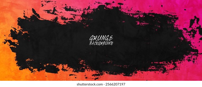 Grunge texture effect. Rough dark abstract textured. Black orange colors background with brush strokes style. Graphic design element vintage concept for web banner, flyer, card, or brochure cover