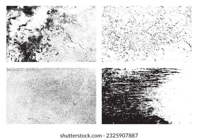 Grunge texture effect set. Distressed overlay rough textured. Abstract vintage monochrome. Black isolated on white background. Graphic design halftone style concept for banner, flyer, etc