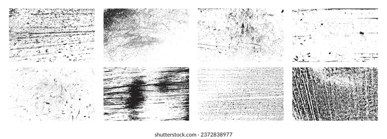 Grunge texture effect set. Distressed overlay rough textured. Abstract vintage monochrome. Black isolated on white background. Graphic design halftone style concept for banner, flyer, etc