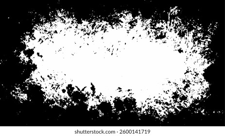 Grunge Texture Frame Background - Abstract Black and White Rough Edge Design