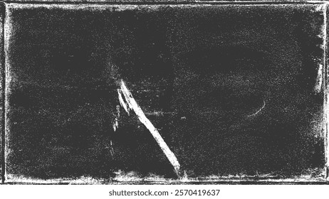 Grunge texture frame border black background vector. Distressed vintage overlay abstract dark. Aged rough weathered rectangle horizontal edge damaged worn