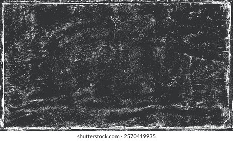Grunge texture frame border black background vector. Distressed vintage overlay abstract dark. Aged rough weathered rectangle horizontal edge damaged worn