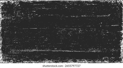 Papierstrukturhintergrund. Schwarz-weißer Grunge. Überlagerungsstruktur für Distress. Abstrakter Oberflächenstaub und raues schmutziges Wandhintergrundkonzept. Abgenützt, zerrissen, verwittert. Vektorgrafik, EPS 10.