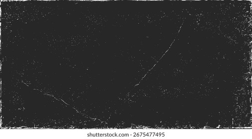 Grunge texture frame border black background vector. Distressed vintage overlay abstract dark. Aged rough weathered rectangle horizontal edge damaged worn