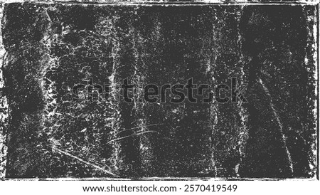 Grunge texture frame border black background vector. Distressed vintage overlay abstract dark. Aged rough weathered rectangle horizontal edge damaged worn