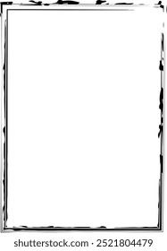 Grunge texture frame border shape icon, vertical rectangle decorative vintage border doodle element for simple banner design in vector illustration