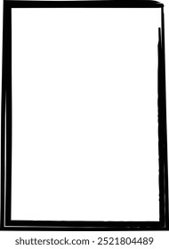 Grunge texture frame border shape icon, vertical rectangle decorative vintage border doodle element for simple banner design in vector illustration