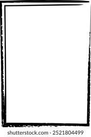Grunge texture frame border shape icon, vertical rectangle decorative vintage border doodle element for simple banner design in vector illustration