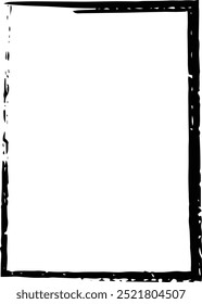 Grunge texture frame border shape icon, vertical rectangle decorative vintage border doodle element for simple banner design in vector illustration