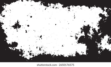 Grunge Texture Frame with Distressed Border and Ink Splatter Effect in Black and White