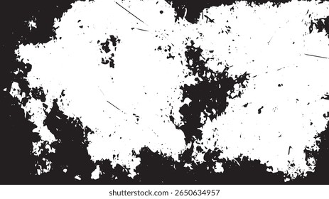 Quadro de textura Grunge com arranhões e manchas em preto e branco de alto contraste