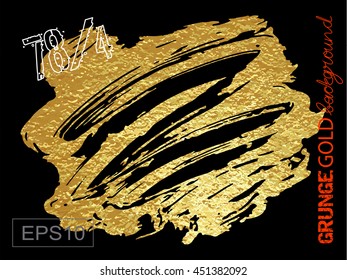 Grunge texture. The gold stain on a black background.