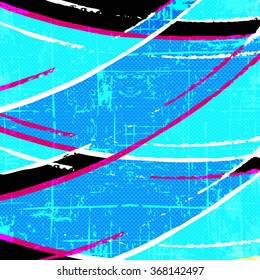 grunge texture graffiti blue abstract geometric background vector illustration