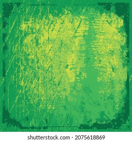 The grunge texture is green. Abstract color background. Vector template of a scratched colored board