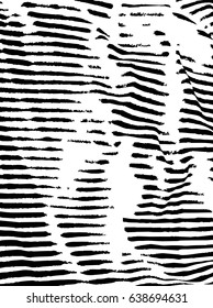 Grunge texture with halftone effect with wavy lines, stripes, ribbons.  Distress background for create vintage, aging, futuristic, antiquity textures. Black and white.  Vector illustration