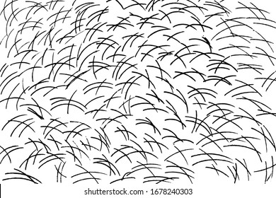 Grunge texture of hand-drawn arcs that intersect with each other. Abstract background that resembles coarse grass. Hand drawn. Vector illustration. Overlay template.