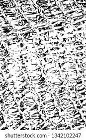 Grunge texture in horror style. Vertical monochrome background of large weave with noise and spots. Overlay template to quickly create a grunge effect. Vector illustration