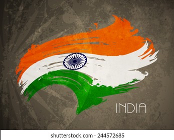 Grunge texture Indian flag theme background design. 