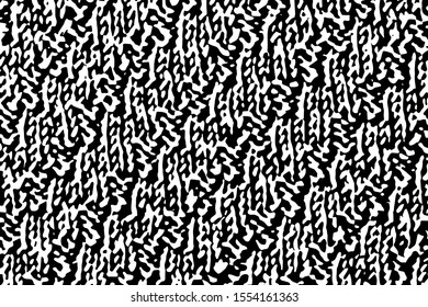 Grunge texture knitted fabric with pattern. Dark abstract monochrome jersey background. Overlay template. Vector illustration
