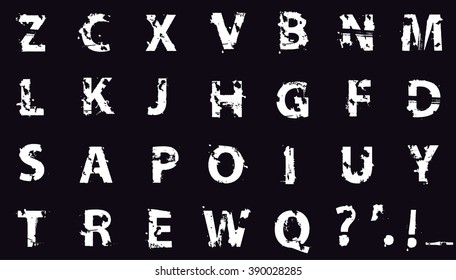 Grunge Texture Letters Collection. Alphabet Signs. Letter Font Design.