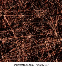 Grunge texture. Light scratches on dark background. Seamless pattern. Random interlacing lines as a network.