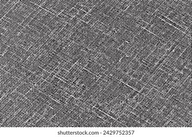 Grunge texture linen fabric.  Vector illustration. Monochrome background