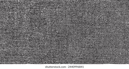 Grunge texture linen fabric. Vector illustration. Monochrome background.
