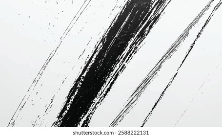 Grunge texture. Monochrome texture. Grunge black and white pattern. Brush strokes. Scratches Strokes. Abstract background.