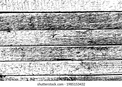 Grunge texture of narrow horizontal wooden boards. Monochrome striped background of an old timber wall. Overlay template. Vector illustration