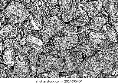 Textura gruesa del mechón de madera natural. Fondo monocromo de trozos de corteza de pino con manchas, ruido y grano. Plantilla de superposición. Ilustración del vector