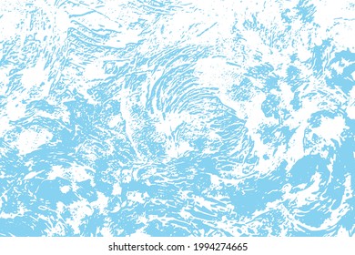 Grunge texture. Ocean background. Blue water pattern for concept cleanliness. Sea texture. Clean suds. Abstract irregular soap foam for design prints. Soapy backdrop. Blue liquid surface. Vector