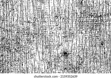 Grunge texture of an old damaged board. Monochrome wood surface background with spots, scratches, noise and stripes. Overlay template. Vector illustration