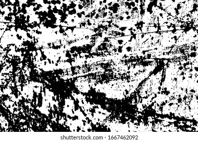 Grunge texture of an old damaged rusty surface with spots and scratches. Overlay template. Vector illustration