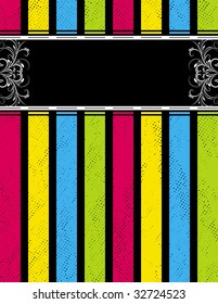 grunge texture on color striped background, vector illustration
