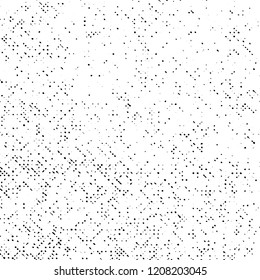 Grunge Texture on White Background, Black Abstract Dotted Vector, Halftone Dust Monochrome