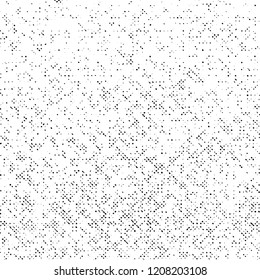 Grunge Texture on White Background, Black Abstract Dotted Vector, Monochrome Halftone Scratch