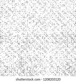 Grunge Texture on White Background, Black Abstract Dotted Vector, Monochrome Halftone Dust