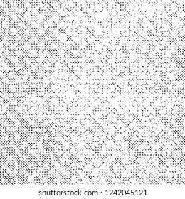 Grunge Texture on White Background, Black Abstract Dotted Vector, Monochrome Halftone Dust