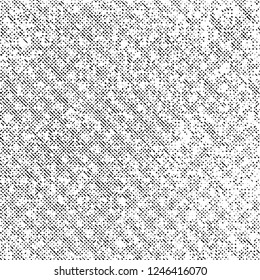 Grunge Texture on White Background, Black Abstract Dotted Vector, Halftone Grungy Monochrome
