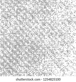 Grunge Texture on White Background, Black Abstract Dotted Vector, Monochrome Halftone Rough