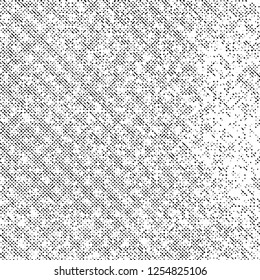 Grunge Texture on White Background, Black Abstract Rough Vector, Halftone Dotted Scratch