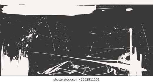 fundo de sobreposição de textura grunge. Fundo grunge arte preto e branco, textura grunge monocromática. Pincel de vetor Traçado, padrão grunge, elemento de pintura de arte, art.eps8