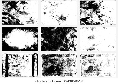 Colección de fondo de superposición de textura gruesa. Papeles antiguos de pergamino en partículas de polvo y textura. Conjunto de superposición con problemas. Vector