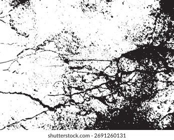 A cobertura de textura grunge com rachaduras e manchas cria uma aparência angustiada e envelhecida isolada em um fundo transparente